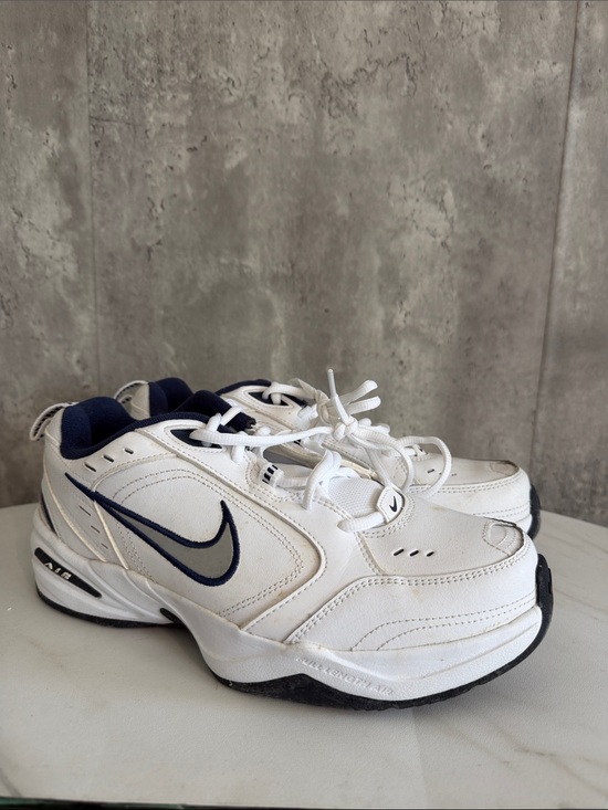 Nike Other - Nike air monarch IV White Sneakers with Navy Swoosh 9 men’s (1